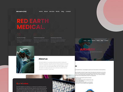 Healthcare website - Dark Mode black website branding darkmode darkwebsite design healthcare illustration red redwebsite ui