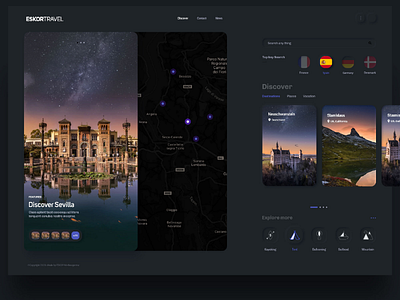 Darkmode neumorphism travel website