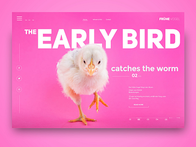 The early bird catches the worm - landing page landing page pink screendesign slider slider design ui design ux design webdesign