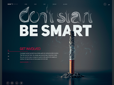 Be smart - don't start - quit smoking landingpage 🚬☝️🔥 cigarette landing page landing page concept screendesign smoking ui uiux webdesign webdesigner