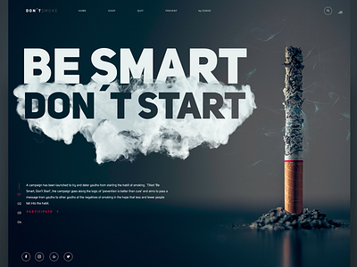 Be smart - don't start - quit smoking landingpage 2 🚬☝️🔥 landing page landing page concept landingpage screendesign ui ui design uiux ux design webdesign webdesigner