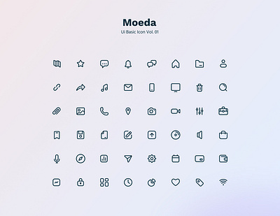 Moeda - Basic Ui Icon android clean gradient icon iconography ios outline pixel perfect ui ux