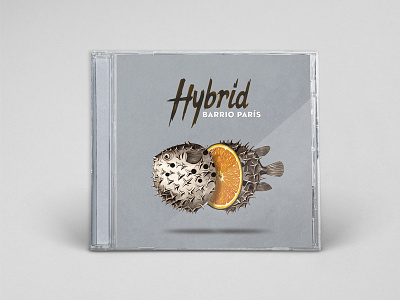 "HYBRID" album cover for Barrio París album cd cover fish hybrid music orange