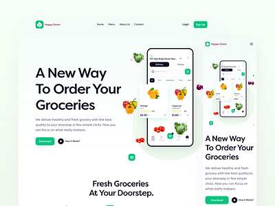 Responsive Landing Page for Groceries Delivery App design landing page layout responsive ui ux web