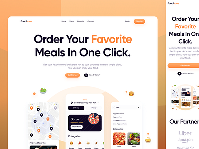 Responsive Landing Page for Food Delivery App design landing page layout responsive ui ux web