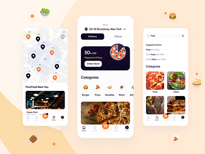 Food Delivery App delivery design food layout map mobile responsive ui ux