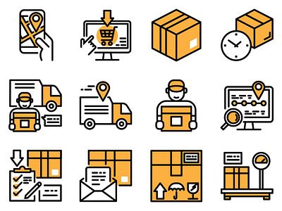 logistics and delivery icon set design business delivery design flat icon logistic ui