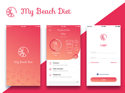 My beach diet APP app design diet health minimal sport ui ux