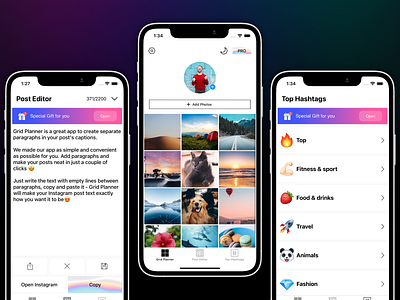 Grid Planner App app appstore design editor generator grid hashtags insta instagram ios mobile network planner post social ui