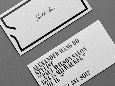 Paul Wilson Salon brand business cards identity kyle poff logo typography