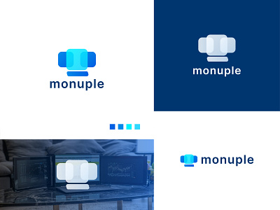 Monitor Modern Logo blue brand identity branding clean logo concept creative flat logo gradient idea logo logo design logo designer logomark logotype minimalist modern monitor shapes unique visual identity