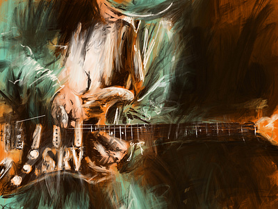 SRV blues digital painting guitar ipad procreate