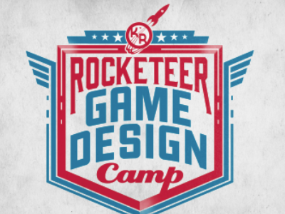 Rocketeer Game Design Camp logo logo rocket shield