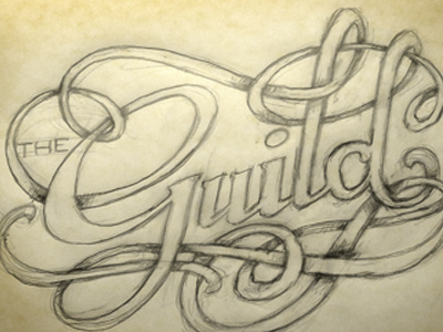 Guild Script sketch hand lettering type