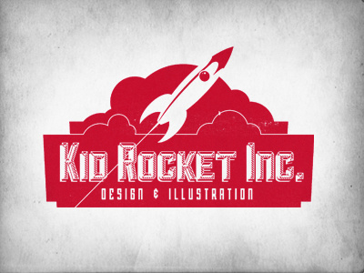 Kid Rocket Signlogo logo red retro rocket