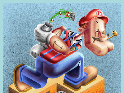 Popeye Mario illustration