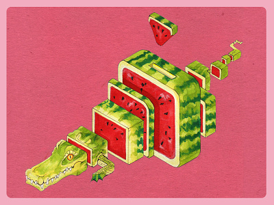 Genetically modified fruits animals illustrated fruit illustration illustration illustrator isometric isometric art pop popsurrealism watermelon