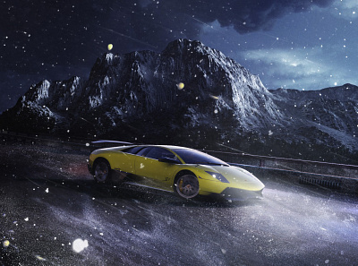 Ice captivity car illustration matte painting photoshop