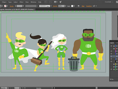 Superhero team character designs for After Effects animation after effects animation character design flat design illustration illustrator superhero vector