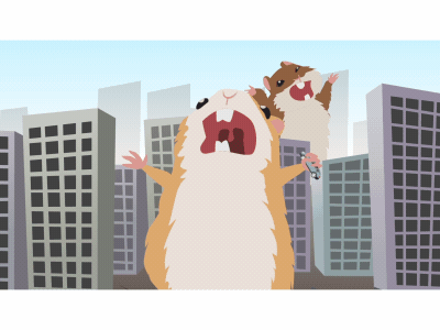 Giant mutant space hamsters after effects animation city funny hamster illustrator monster motion design space
