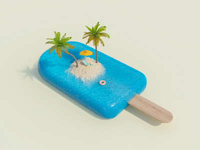 Beach inside ice cream illustration