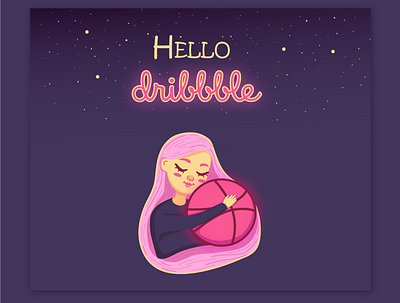 Postcard for Dribbble! art dribbble dribbble invite dribbleartist flat flatdesign illustration illustrator minimal postcard postcard design vector