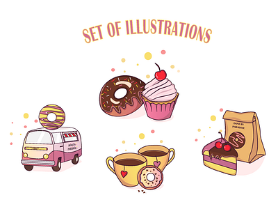 Set of illustrations for shop