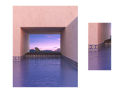 Poolside by the Hills 3dart 3drender aesthetics architecture design illustration setdesign surrealism