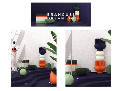 Brancusi Dreaming 3dart 3drender aesthetics design illustration interior design setdesign surrealism