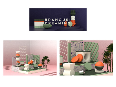 Brancusi Dreaming 3dart 3drender aesthetics architecture design illustration interior design setdesign surrealism