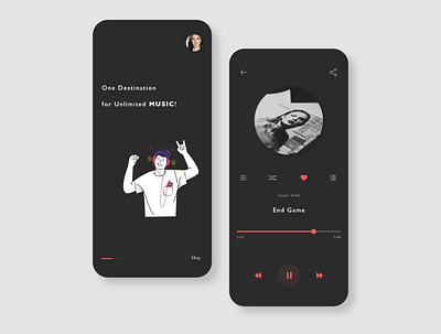 Dark Mode Music App adobe xd adobexd design graphic illustration minimalist minimalist design minimalisticui ui ui design uidesign uiux ux