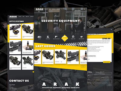 ARAK. Security, non-lethal weapon and accessories after effects animation bright creative mobile responsive security store ui ux web design website