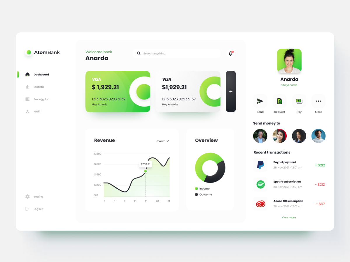 Atom Bank - Digital Fintech Web Dashboard UI Kits Template by Anarda ...