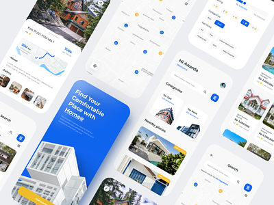 Homee - Homee - Convenient Housing Search (Buy or Rent House) apartment app blue buy concept cozy design home house rent ui uiux window