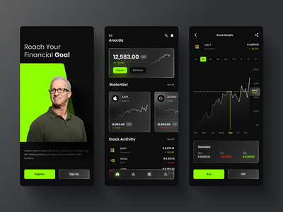 U-Stock - Stock Trading Shares Investment Market Exchange App app concept design fingers graphic design ui uiux