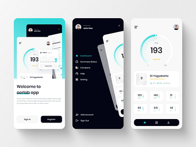 Aerlab - Air Quality Index Checker App UI Kits Template air app background blue concept environment high landscape nature quality smoke view