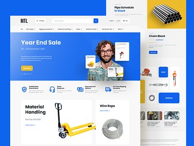 MTL - Hardware Store Marketplace Landing Page Web UI Kis concept equipment hardware icon illustration landing page repair shop store tool vector web