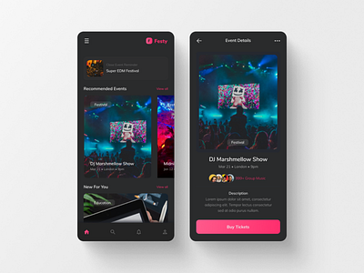 Festy - Event Booking Mobile App UI Kits Template