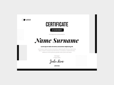 Elegant Luxury Monochrome Certificate Template achievement background border business certificate design diploma elegant frame success template vector