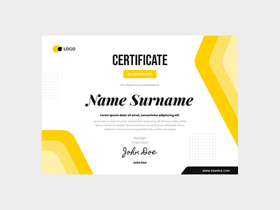 Yellow Gradient Certificate Template achievement award certificate diploma document elegant gradient graduate graduation ornament print success