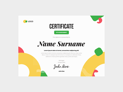 Yellow Colorful Fun Youth Certificate Template award blank certificate child diploma education illustration person student template vector youth