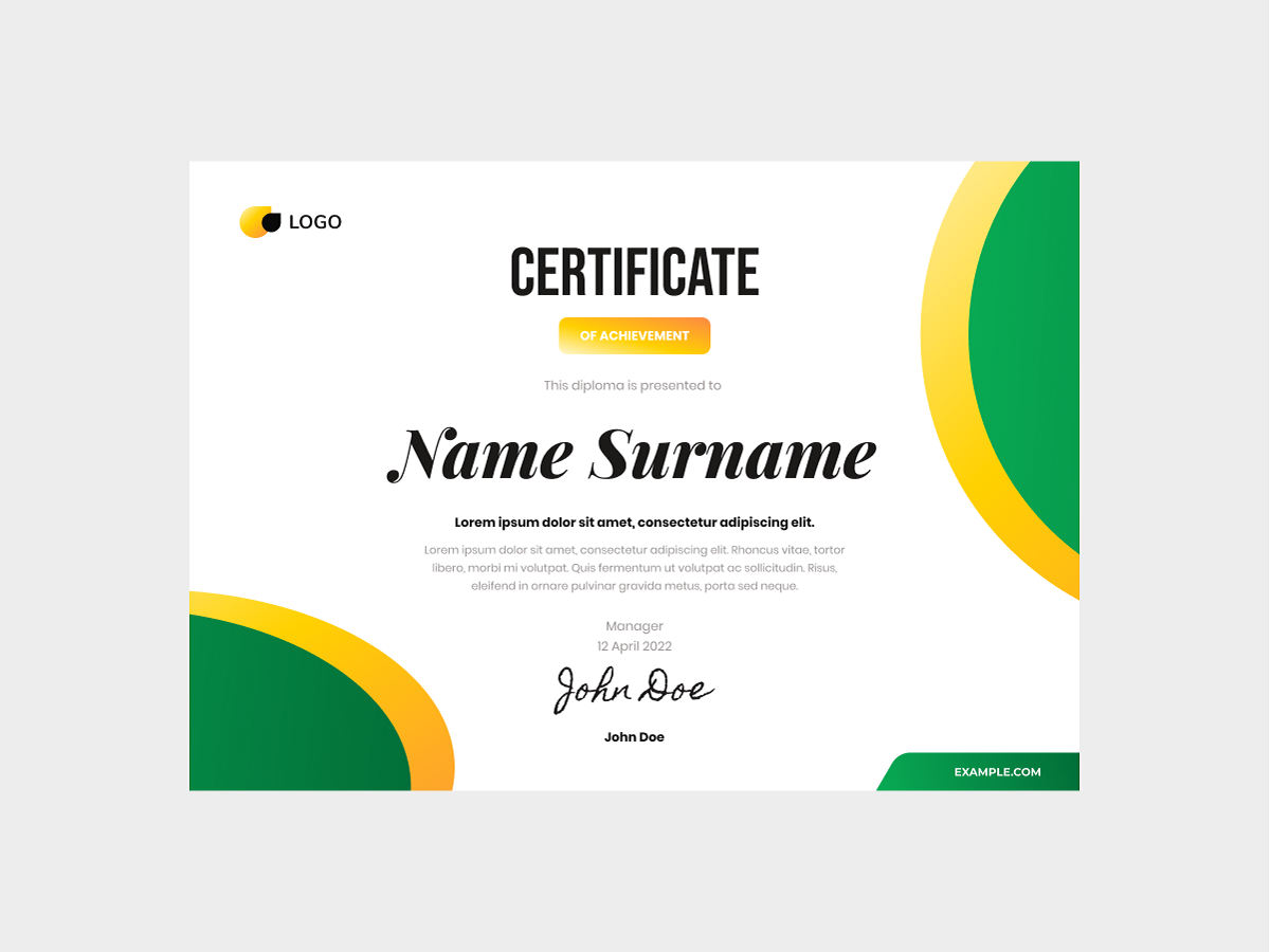 Green Yellow Gradient Certificate Template by Anarda Wiguna on Dribbble