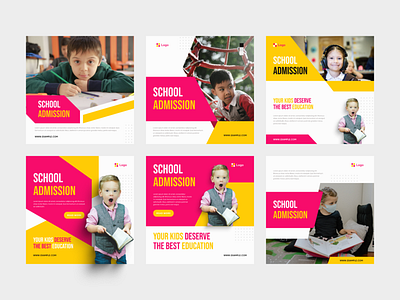 School admission square banner and social media post template