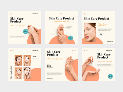 Skin care square banner and social media post template banner beauty cosmetic design fashion media poster product promotion skincare template vector