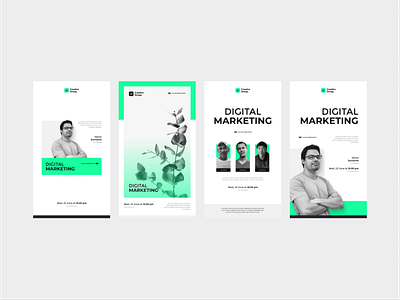 Minimal green standee roll-up banner and social media template