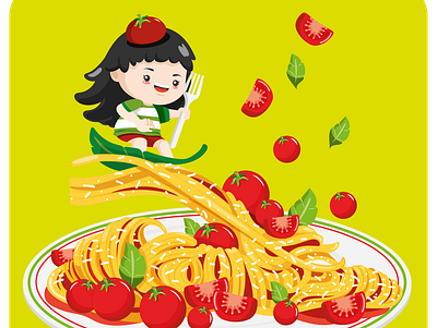 Tomatoes summer art artwork character characterdesign creative design design digital illustration digitalart flat food food illustration illustration illustrator spaghetti summer vector