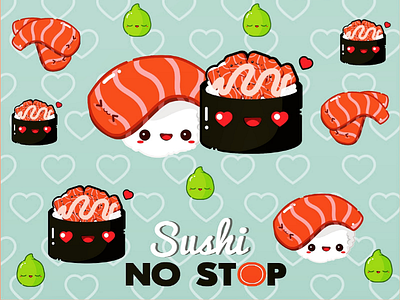 Sushi pattern art characterdesign creative digitalart food graphicdesign illustration illustrator pattern sushi vectorart