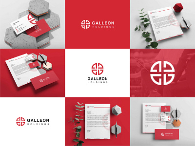 Galleon Holdings Brand Identity Design adobe ilustrator adobe photoshop brand design brand identity branding branding design business card geometric graphic design identity logo logo design logo designer logomark logotype marufiam minimalist logo modern logo red visual design