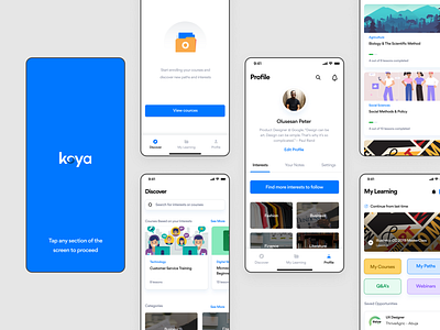 Koya Mobile App 2d app design application blue business dailyui design dribbble education growth illustraion learning minimal orange school ui uidesign uiux uxdesign