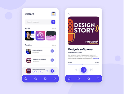 Podcast player UI interactiondesign podcast ui design